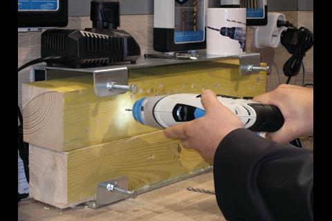 The own-brand Mac Allister drill has a built-in torch